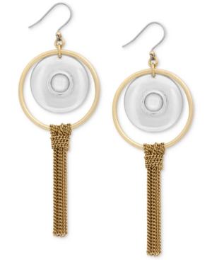 Lucky Brand Two-tone Orbital Stone & Chain Fringe Drop Earrings