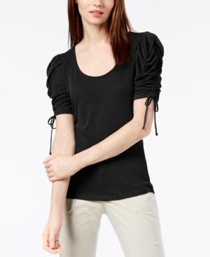 I.n.c. Ribbed Puffed-sleeve T-shirt, Created For Macy's
