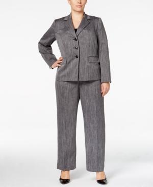Le Suit Plus Size Three-button Melange Pantsuit