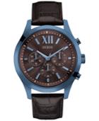 Guess Men's Chronograph Brown Leather Strap Watch 46mm U0789g2