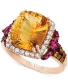 Le Vian Citrine (4-1/3 Ct. T.w.) White Topaz(3/8 Ct. T.w.) And Raspberry Rhodolite Garnet (3/8 Ct. T.w.) Ring In 14k Rose Gold
