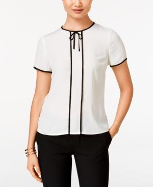 Cece By Cynthia Steffe Ribbon-trim Tie-neck Top
