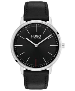 Hugo Men's #exist Ultra Slim Black Leather Strap Watch 40mm