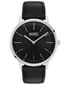 Hugo Men's #exist Ultra Slim Black Leather Strap Watch 40mm