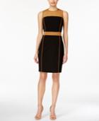 Calvin Klein Faux-suede Colorblocked Sheath Dress