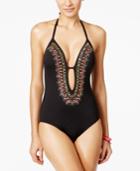 Kenneth Cole Reaction Sea Gypsy Beaded Plunge One-piece Swimsuit Women's Swimsuit