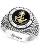 Effy Men's Onyx (11mm) & Diamond Accent Anchor Ring In Sterling Silver & 14k Gold