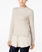 Style & Co Mock-neck Layered-look Sweater, Only At Macy's