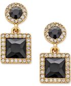 Charter Club Gold-tone Crystal And Pave Square Drop Earrings, Only Macy's