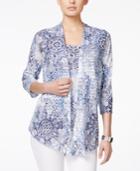 Jm Collection Petite Embellished-print Layered Look Top, Only At Macy's
