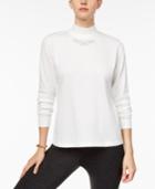 Alfred Dunner Mock-neck Embroidered Top