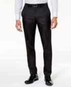 Tallia Men's Slim-fit Black Tonal Paisley Pants