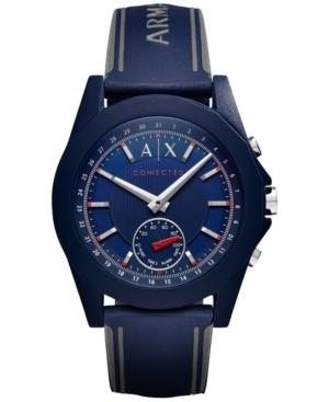 Ax Armani Exchange Men's Connected Blue Silicone Strap Hybrid Smart Watch 44mm Axt1002