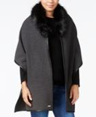 Calvin Klein Faux Fur Collar Poncho Wrap