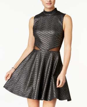 City Studios Juniors' Shine Illusion Fit & Flare Dress