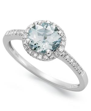 14k White Gold Ring, Aquamarine (1 Ct. T.w.) And Diamond (1/8 Ct. T.w.) Ring