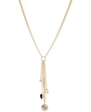 Guess Gold-tone Crystal & Jet Stone Multi-charm Lariat Necklace, 18 + 2 Extender