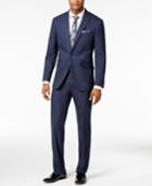 Kenneth Cole Reaction Men's Slim-fit Navy Grid-pattern Suit