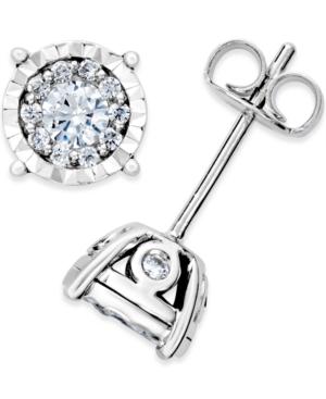Trumiracle Diamond Cluster Stud Earrings (1/2 Ct. T.w.) In 14k White Gold