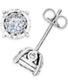 Trumiracle Diamond Cluster Stud Earrings (1/2 Ct. T.w.) In 14k White Gold