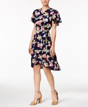 Monteau Petite Floral-print Wrap Dress, A Macy's Exclusive