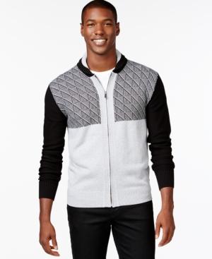Sean John Jacquard Zip-up Cardigan