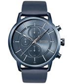 Boss Men's Chronograph Architectural Blue Leather Strap Watch 44mm