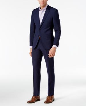Hugo Men's Slim-fit Navy Textured Suit