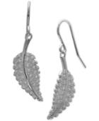 Giani Bernini Cubic Zirconia Pave Leaf Drop Earrings In Sterling Silver, Created For Macy's