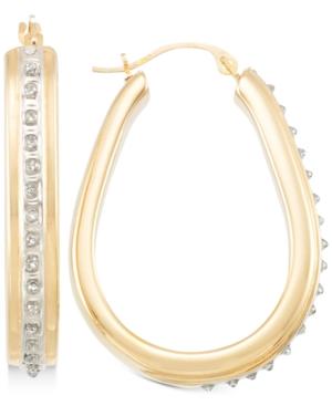 Signature Diamonds Pear Hoop Earrings In 14k Gold Over Resin Core Diamond And Crystallized Diamond Dust