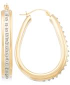 Signature Diamonds Pear Hoop Earrings In 14k Gold Over Resin Core Diamond And Crystallized Diamond Dust
