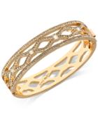 Anne Klein Gold-tone Pave Openwork Bangle Bracelet, Created For Macy's