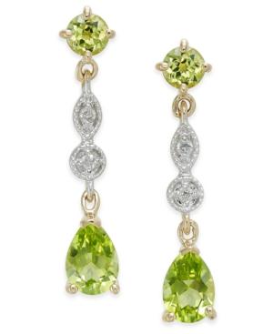Peridot (2-1/3 Ct. T.w.) & Diamond Accent Drop Earrings In 14k Gold