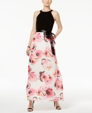 Sl Fashions Floral-print Halter Maxi Dress