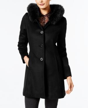 Forecaster Fox-fur-trim A-line Walker Coat, Only At Macy's