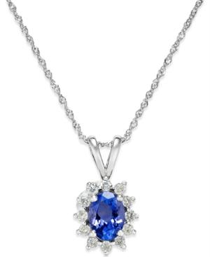 Tanzanite (3/4 Ct. T.w.) And Diamond (1/5 Ct. T.w.) Pendant Necklace In 14k White Gold