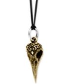King Baby Men's Leather Cord Raven's Head Pendant Necklace In Sterling Silver & Brass