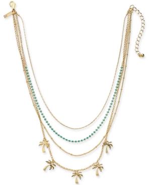 I.n.c. Gold-tone Bead & Palm Tree Layered Necklace, 15 + 3 Extender, Created For Macy's