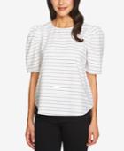 1.state Striped Puff-sleeve Top