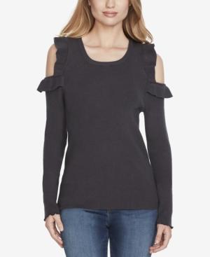 Jessica Simpson Juniors' Ruffled Cold-shoulder Sweater