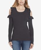 Jessica Simpson Juniors' Ruffled Cold-shoulder Sweater