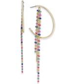 I.n.c. Gold-tone Multicolor Bead Fringe Hoop Earrings, Created For Macy's