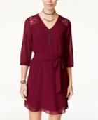 Bcx Juniors' Lace-trim Half-zip Dress