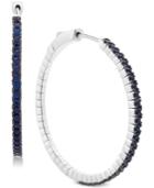 Sapphire Hoop Earrings (1-1/3 Ct. T.w.) In 14k White Gold
