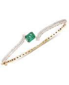 Rare Featuring Gemfields Certified Emerald (1-2/3 Ct. T.w.) And Diamond (1 Ct. T.w.) Hinged Bangle Bracelet In 14k Gold