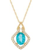 Apatite (1-3/8 Ct. T.w.) And Diamond (1/6 Ct. T.w.) Pendant Necklace In 14k Gold