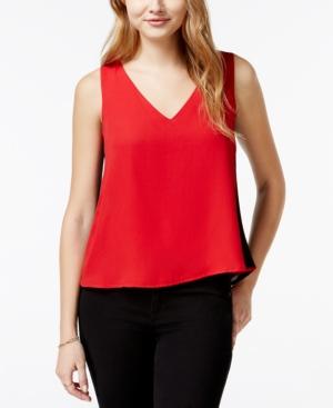 Stoosh Juniors' Contrast Lace-trim Split-back Tank Top