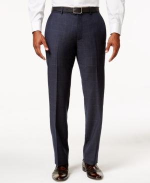 Bar Iii Men's Slim-fit Navy And Tan Windowpane Dress Pants, Only At Macy's