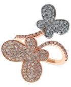Effy Diamond Butterfly Ring (1-1/8 Ct. T.w.) In 14k Rose Gold And 14k White Gold