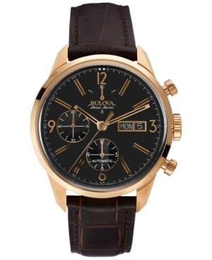 Bulova Accuswiss Men's Automatic Chronograph Murren Brown Leather Strap Watch 41mm 64c106